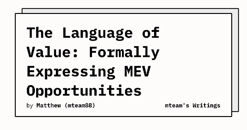 The Language of Value: Formally Expressing MEV Opportunities