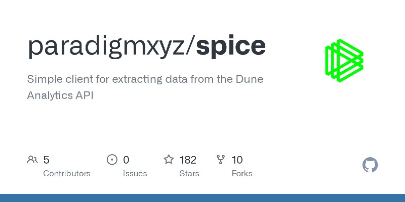 GitHub - paradigmxyz/spice: Simple client for extracting data from the Dune Analytics API