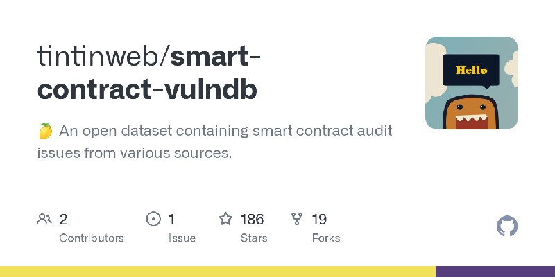 GitHub - tintinweb/smart-contract-vulndb: 🍋 An open dataset containing smart contract audit issues from various sources.