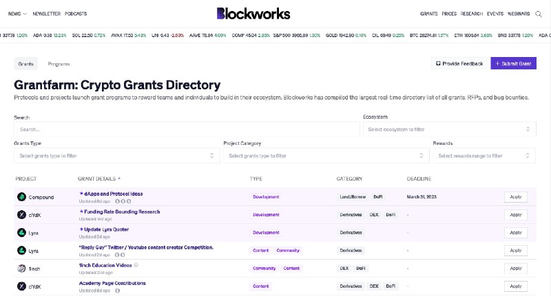 Grantfarm: Crypto Grants Directory - Blockworks