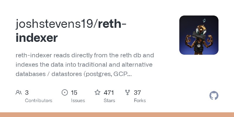 GitHub - joshstevens19/reth-indexer: reth-indexer reads directly from the reth db and indexes the data into traditional and alternative…